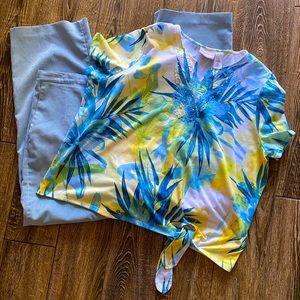 Alfred Dunner floral embellished pant set